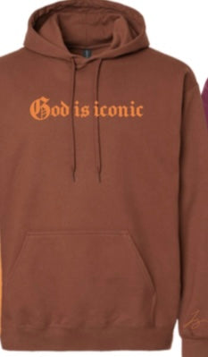 Brown and Orange God is Iconic Hoodie